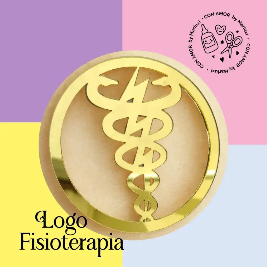 Logo acrílico dorado fisioterapia