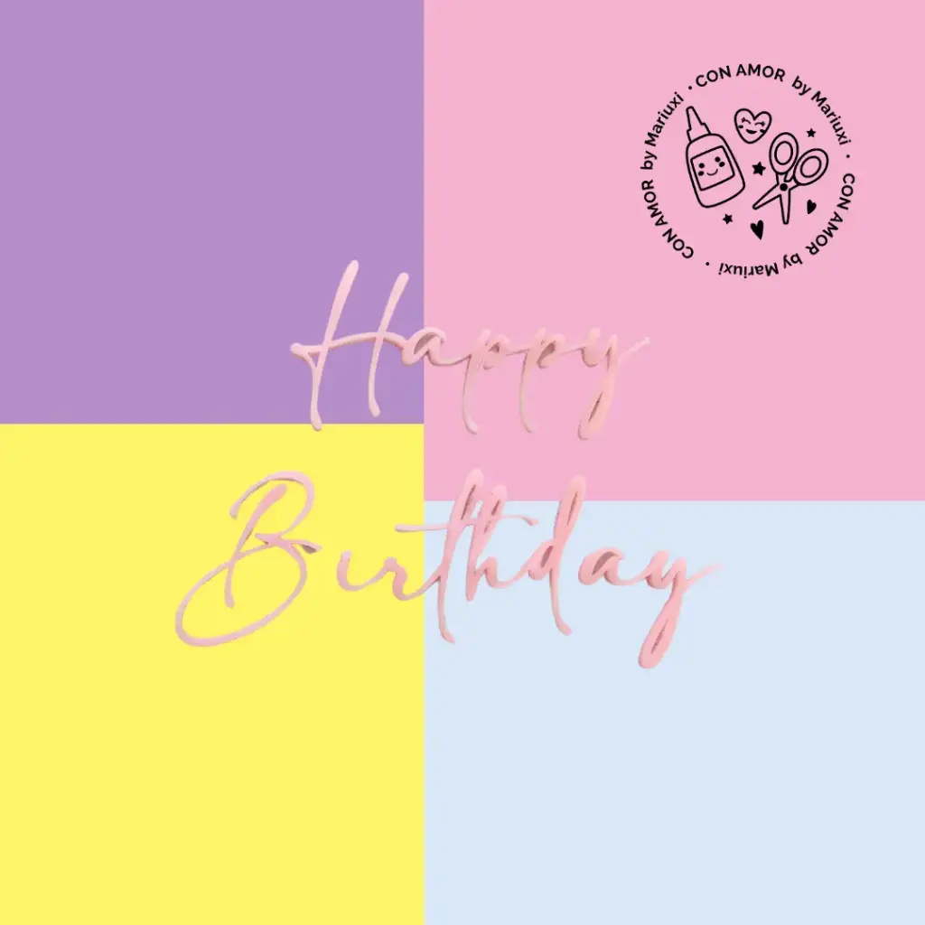 Caketopper frase acrilico: 2 líneas 1 capa (sin varilla)