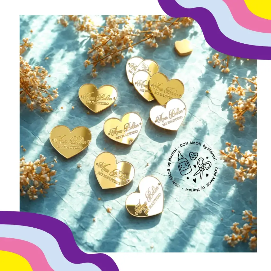 Tags acrilico espejo grabado 3cm