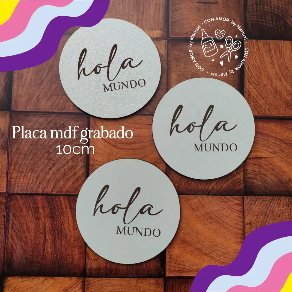 Placa circular Hello World - 10cm