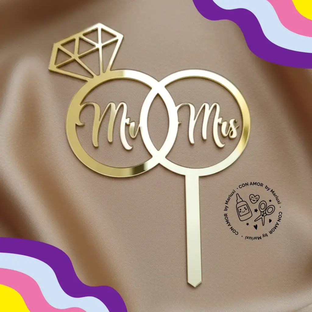 Caketopper anillos acrílico