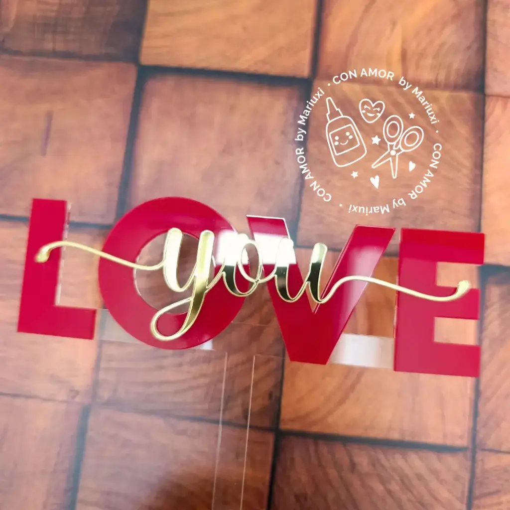 Caketopper acrílico: 1 líneas 3 capas