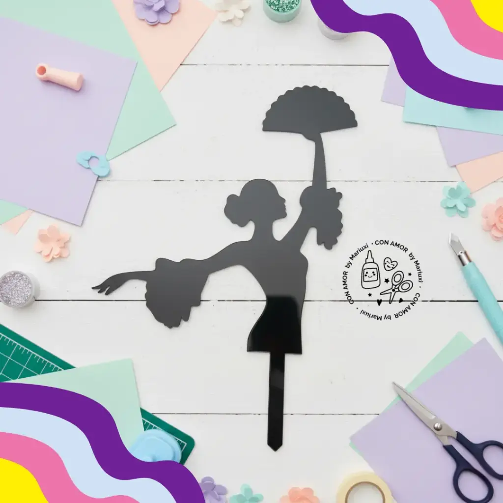 Caketopper silueta 1 personaje acrílico