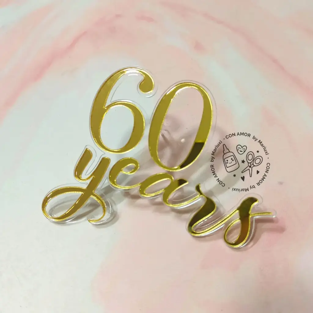 Caketopper acrílico frontal: 2 líneas 2 capas