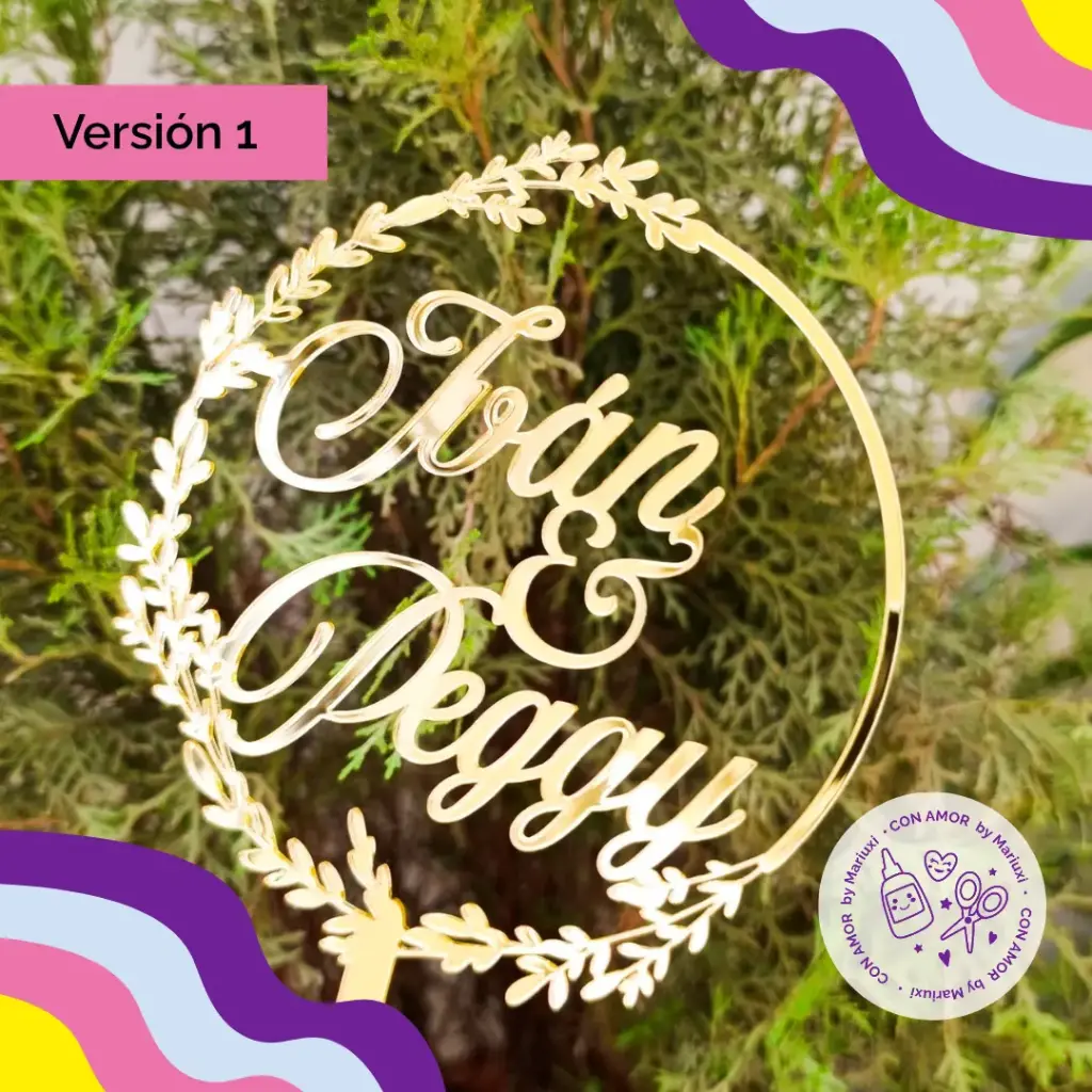 Caketopper circular con hojas