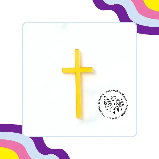 Cruz de acrilico espejo (frontal) 11x6cm