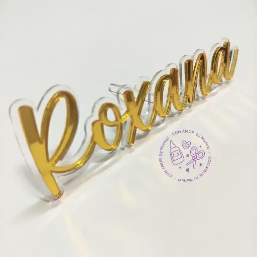 Caketopper acrílico: 1 nombre 2 capas (frontal)