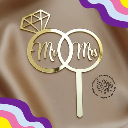 Caketopper anillos acrílico