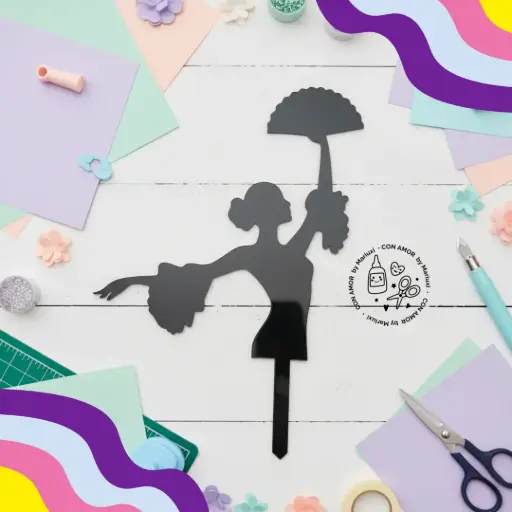 Caketopper silueta 1 personaje acrílico